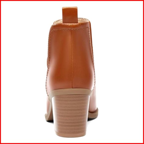 Amazon.com | Pierre Dumas Women Women\'s Ankle Boots Chunky Heel Slip On Western Booties Almond Toe
